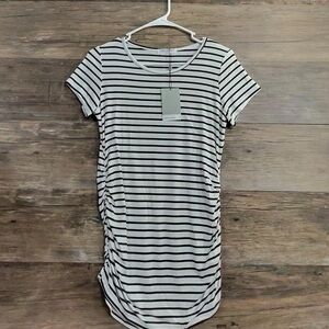 Smallshow Classic Black and White Striped Maternity Tee
